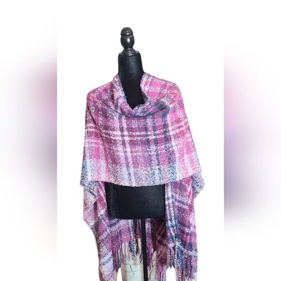 VINTAGE Woolrich Soft‎ Tweed Wrap Mauve Purple Pink OSFA - Picture 3 of 6
